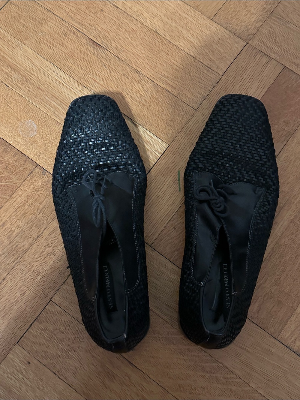Woven Square-Toe Women's Loafers in Black